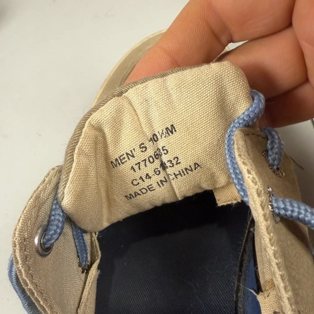 Sperry Tan Boat Shoes with Blue‎ Laces